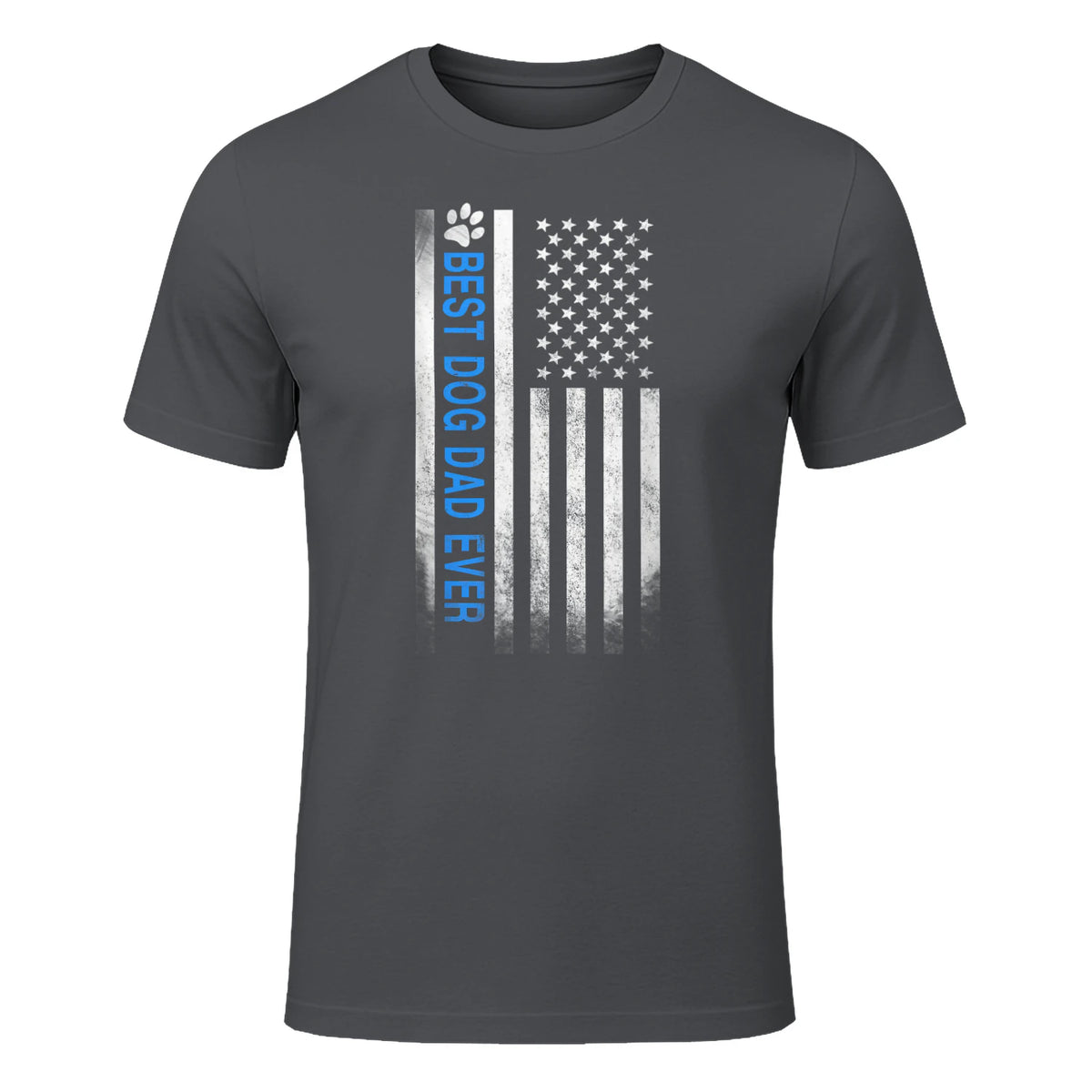 Best Dog Dad Ever American Flag T-Shirt Gift for Best Father in Charcoal - front view