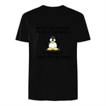 Funny silly penguin t-shirt mens ladies retirement gift in Black - back view