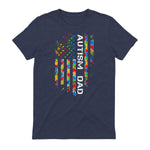 Autism Dad Awareness American Flag USA in Heather Navy - back view