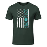 Father's day Best dad ever with US american flag Short Sleeve in Forest Green - front view