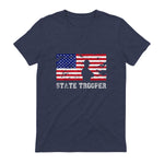State Trooper USA Flag T-Shirt Gift T-Shirt in Heather Navy - back view