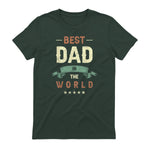 Best Dad in the World, Retro Vintage Look T-Shirt in Forest Green - back view