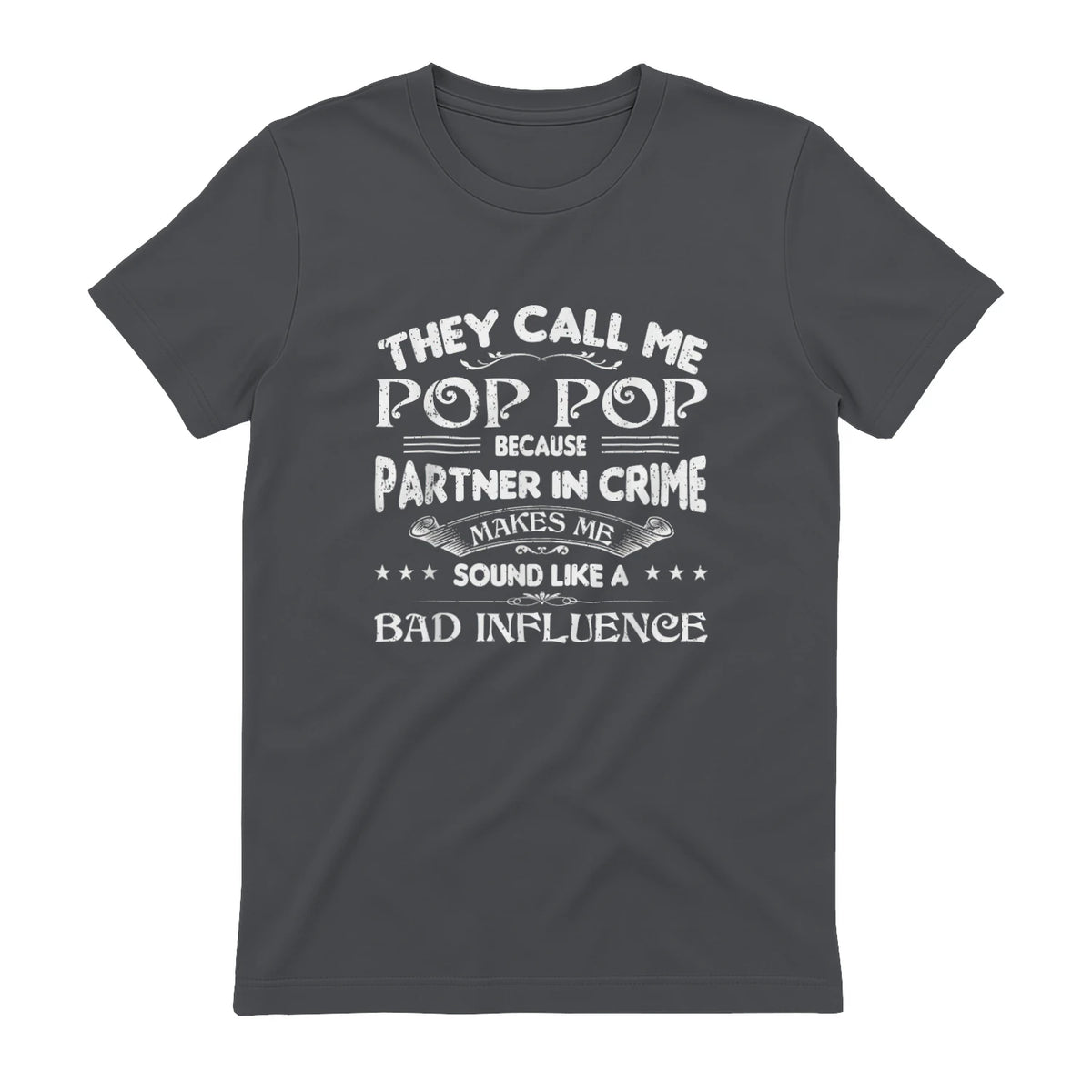 Funny Pop Pop Dad Shirt Valentine Fathers Day Christmas in Charcoal - back view