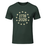 American Flag Front and Back Anniversary T-Shirt in Forest Green - front view