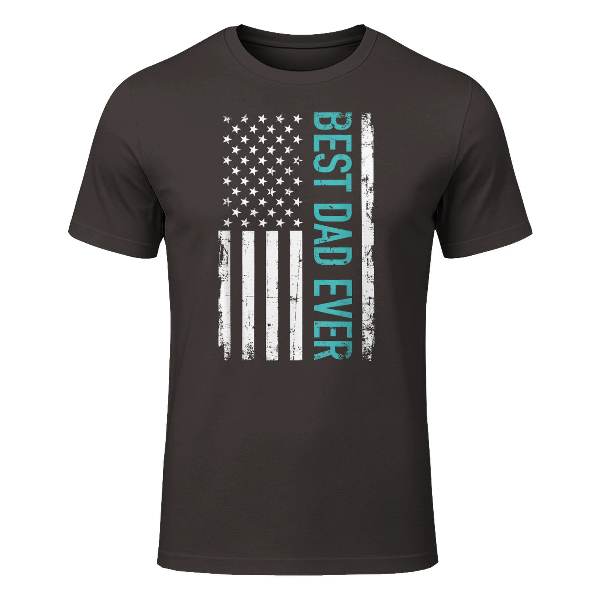 Father's day Best dad ever with US american flag Short Sleeve in Dark Chocolate - front view