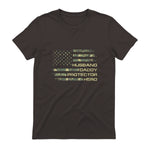 Husband Daddy Protector Hero Fathers Day Camo American Flag in Dark Chocolate - back view