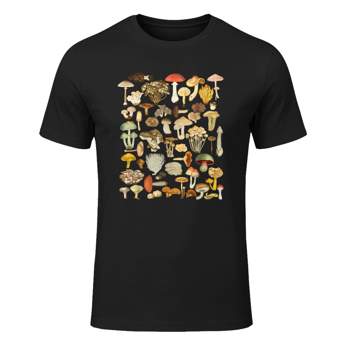 Mushroom Shirt Mycology Fungi Foraging Mushroom Whisperer in Black - front view