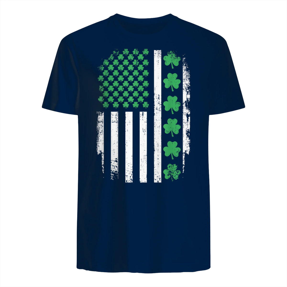 US American Flag with Shamrocks for St Patricks Day T-Shirt in Navy - back view