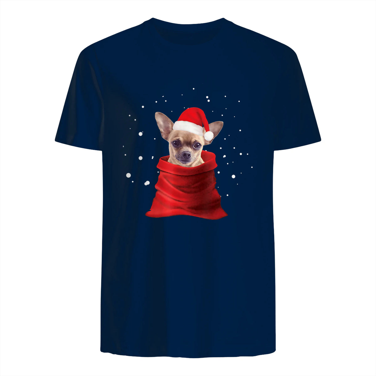 Chihuahua Motif de Noël - Mignon Mignon Xmas Neige Chiwawa in Navy - back view