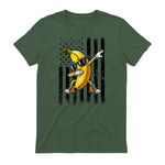 Dabbing Banana Retro American Flag Banana Lover Boys Kids T-Shirt in Military Green - back view