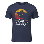 Cat Daddy Vintage Eighties Style Cat Retro Distressed in Heather Navy - front view