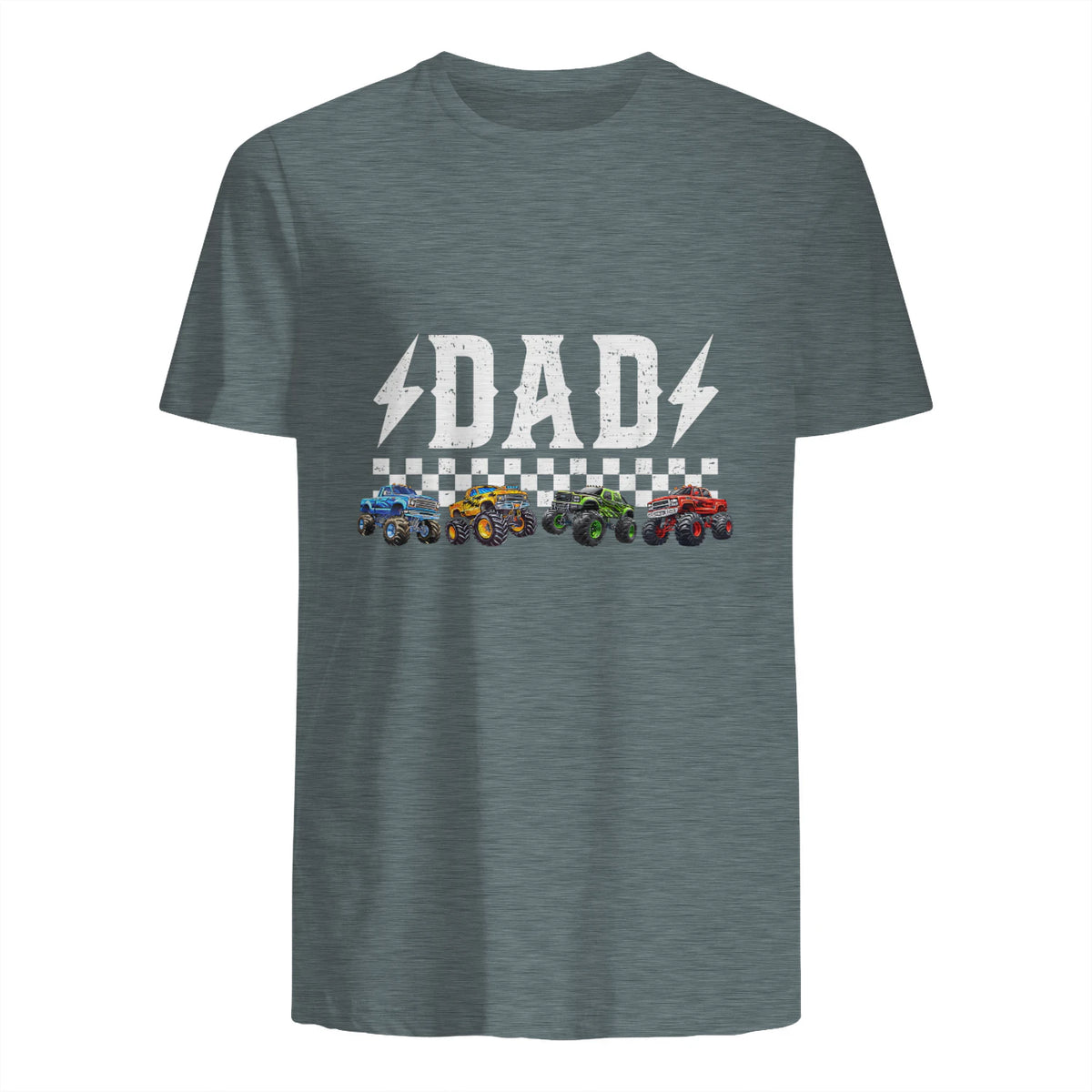 Dad Retro Monster Truck T-Shirt in Dark Heather - back view
