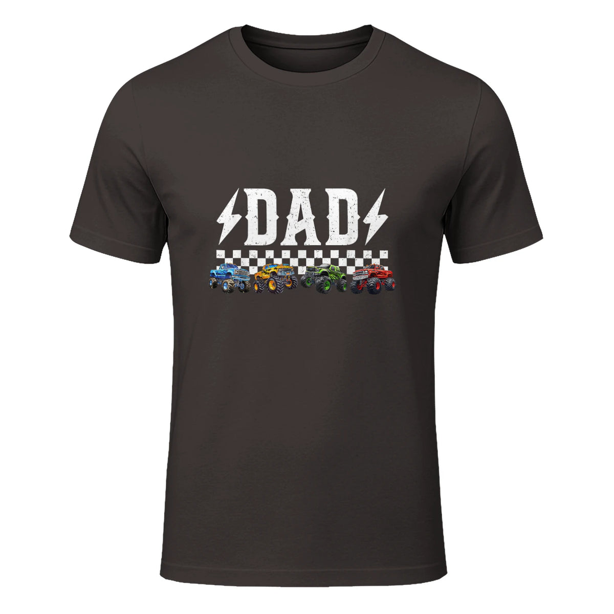 Dad Retro Monster Truck T-Shirt in Dark Chocolate - front view