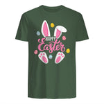 Happy Easter Bunny Women Girls Rabbit Easter Egg Hunt Funny in Military Green - back view