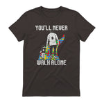 Vintage Father Son Family Autistic Kids Autism Awareness Dad in Dark Chocolate - back view