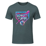 Baseball Drip for Boys Ice Cream Drip Youth Boys Baseball T-Shirt in Dark Heather - front view