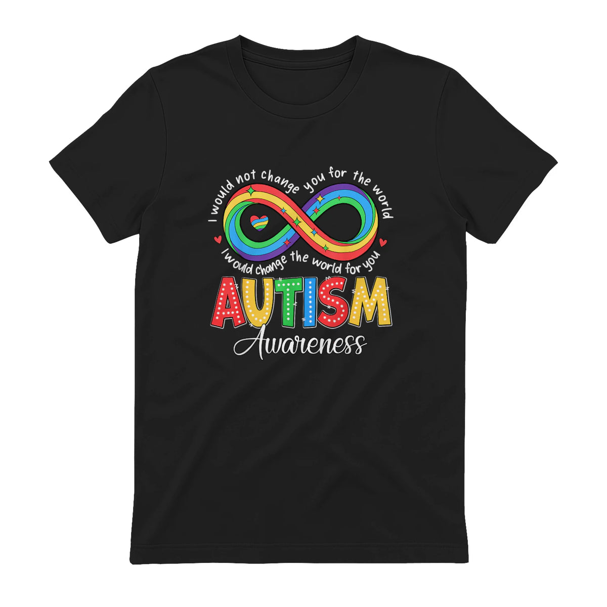Autism Awareness Infinity Symbol Accept Understand Love in Black - back view