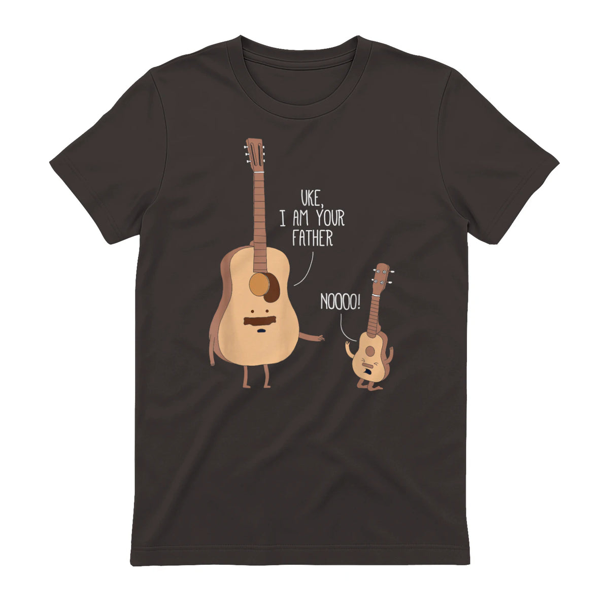 Uke I Am Your Father T Shirt Ukulele Guitar Music in Dark Chocolate - back view