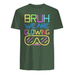 Bruh We are Glowing in My Glowing Era Hello Summer Vacation T-Shirt in Military Green - back view