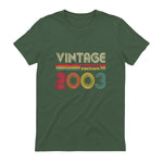 Vintage Twenty-First Birthday Gift T-Shirt in Military Green - back view