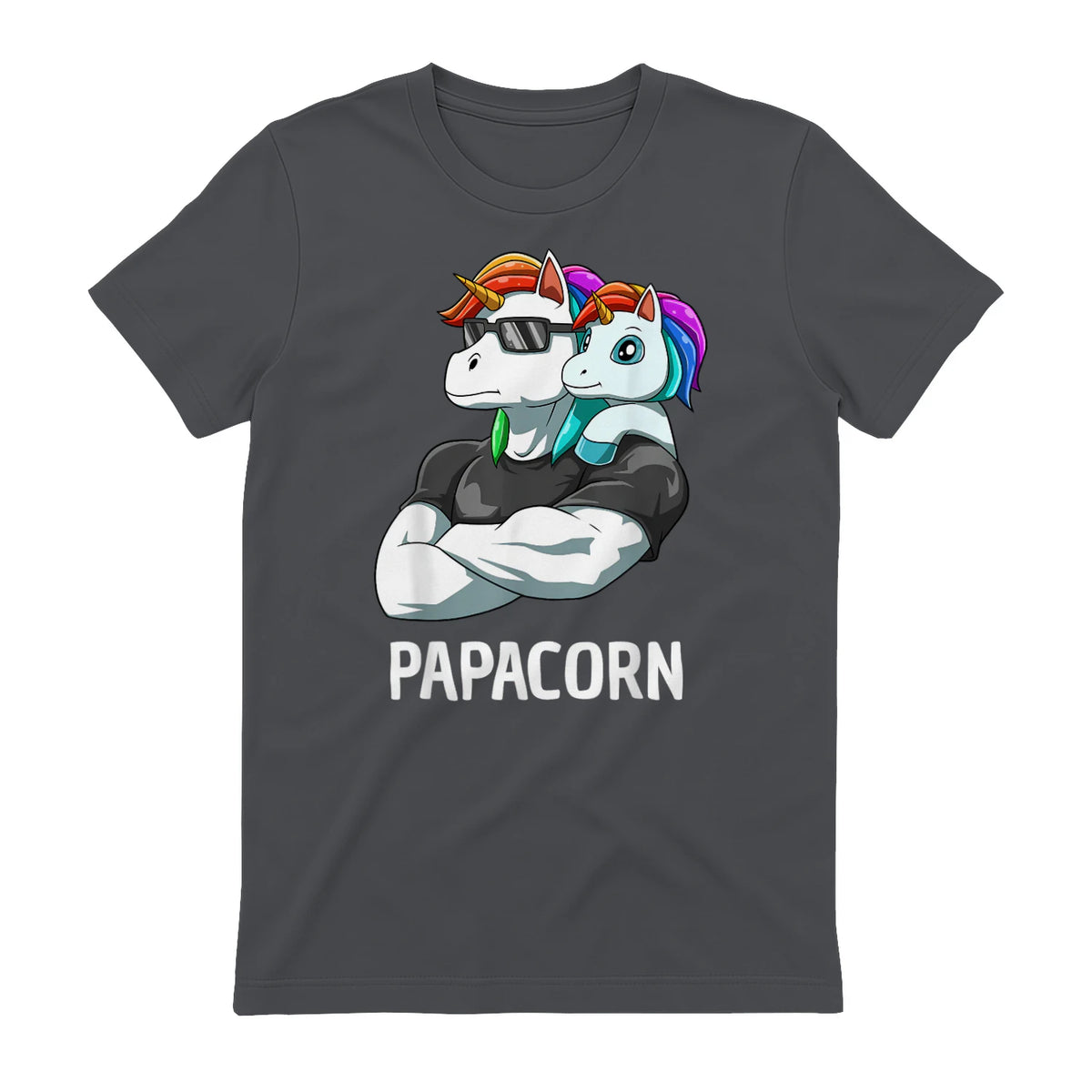 Papacorn Vater Tochter Einhörner in Charcoal - back view