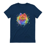 Colorful Splash Art Poméranie Portrait Pom Puppy Owner in Navy - back view