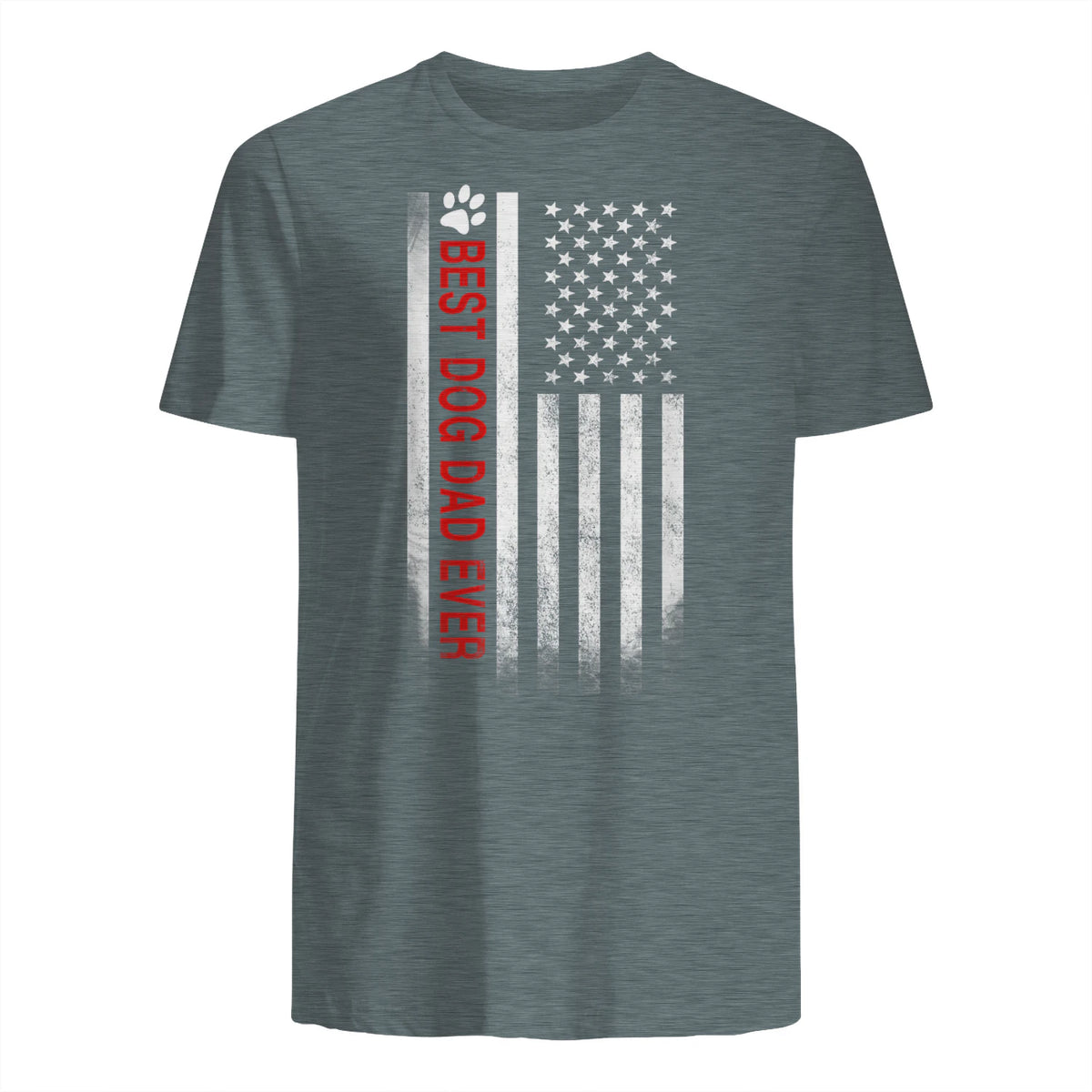 Best Dog Dad Ever American Flag Gift for Best Father in Dark Heather - back view
