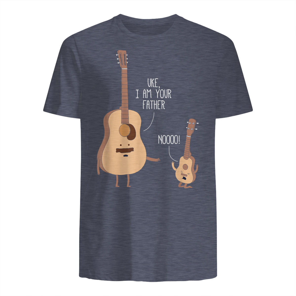 Uke I Am Your Father T Shirt Ukulele Guitar Music in Heather Navy - back view