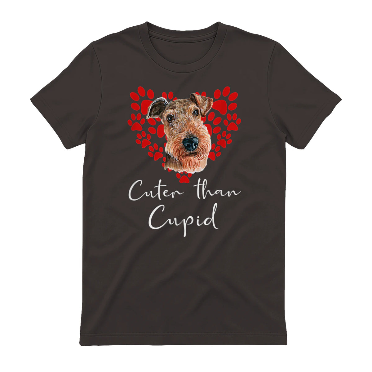 AIREDALE TERRIER Cuter Than Cupid Disant Saint Valentin in Dark Chocolate - back view