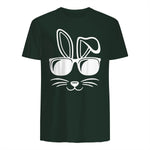 Bunny Face With Sunglasses Men Boys Kids Easter Day in Forest Green - back view