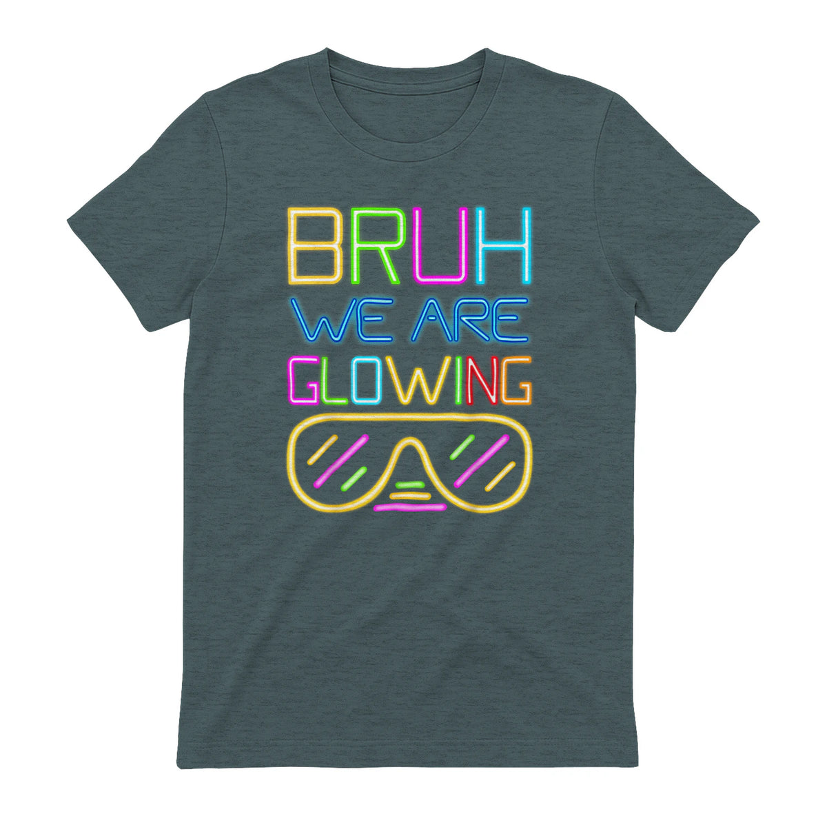 Bruh We are Glowing in My Glowing Era Hello Summer Vacation T-Shirt in Dark Heather - back view
