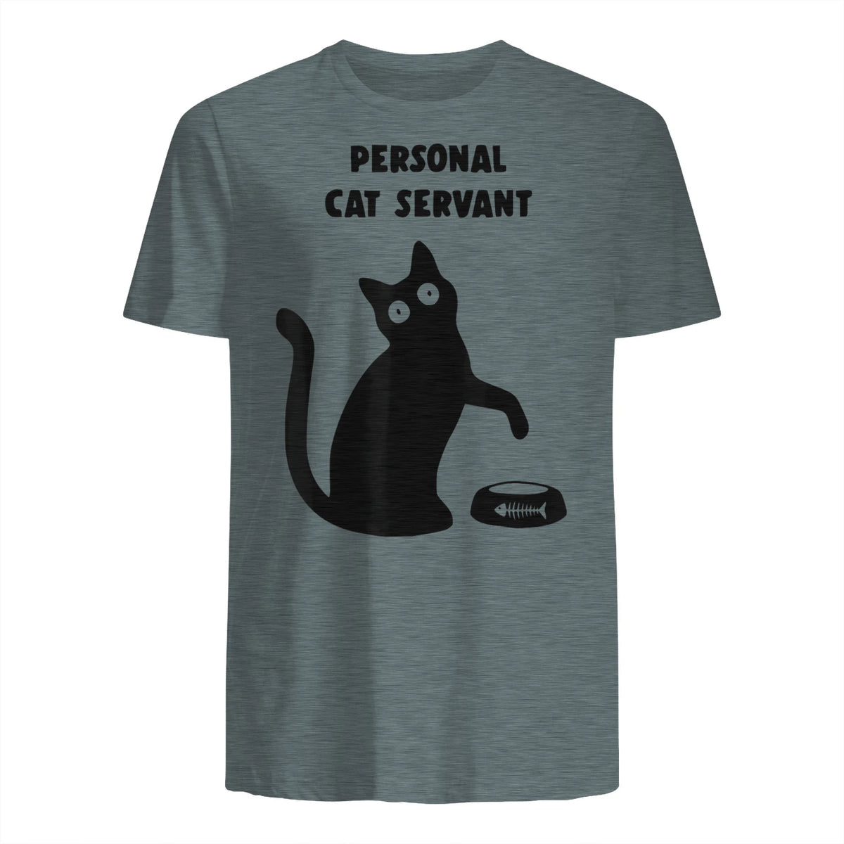 Personal Cat Servant Shirt Funny Black Cat Lover Gift in Dark Heather - back view