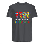 Dare to Be Yourself Autism Awareness Superheroes in Charcoal - back view