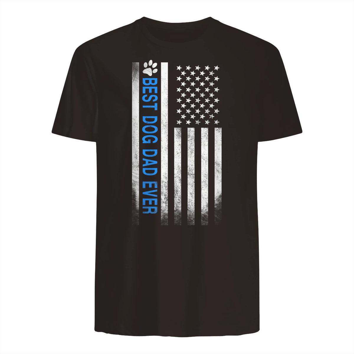 Best Dog Dad Ever American Flag T-Shirt Gift for Best Father in Dark Chocolate - back view