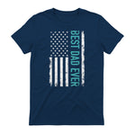 Father's day Best dad ever with US american flag Short Sleeve in Navy - back view