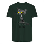 Funny Meh Cat Gift for Cat Lovers in Forest Green - back view