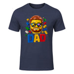 Dad Master Builder T-Shirt in Heather Navy - front view