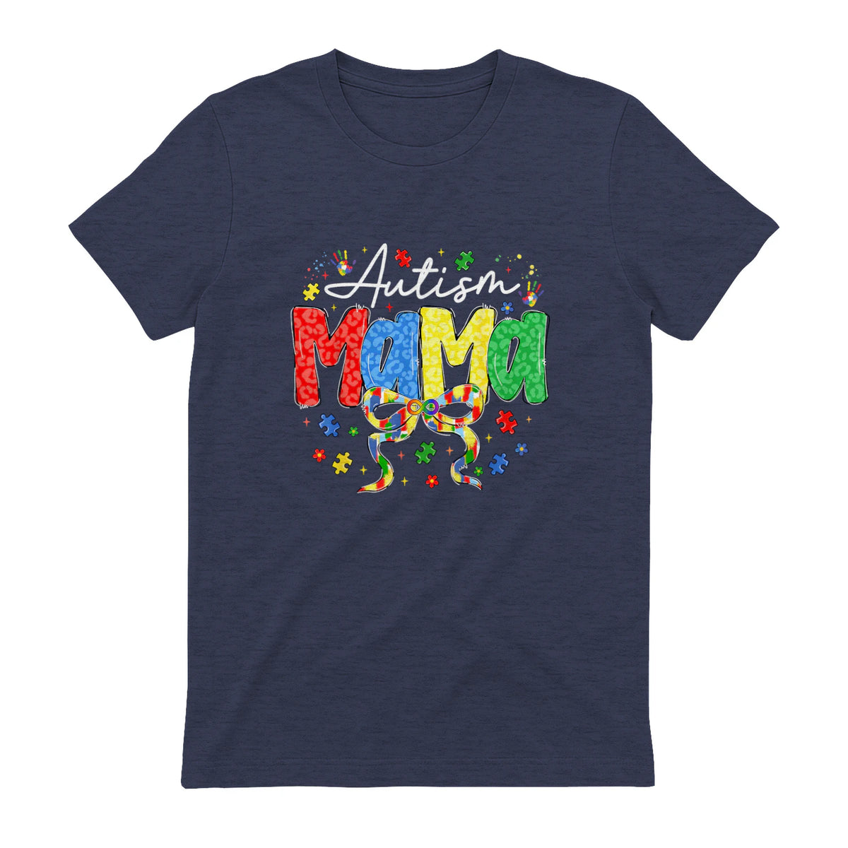 Proud Autism Mama Mom Awareness Gifts for Moms in Heather Navy - back view