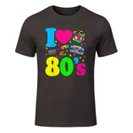 I Love the Eighties Classic Nostalgia T-Shirt in Dark Chocolate - front view