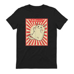 Vintage Japanese Cat Kawaii Cat Lover Meowing Tshirt in Black - back view