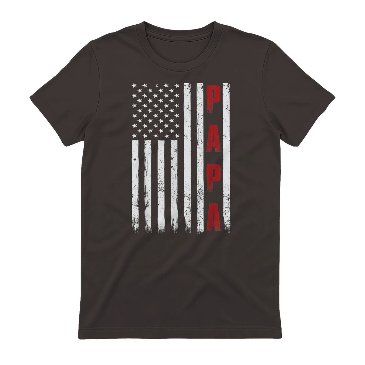 Proud Papa Flag Funny Father's Day from Grandchildren T-Shirt in Dark Chocolate - back view