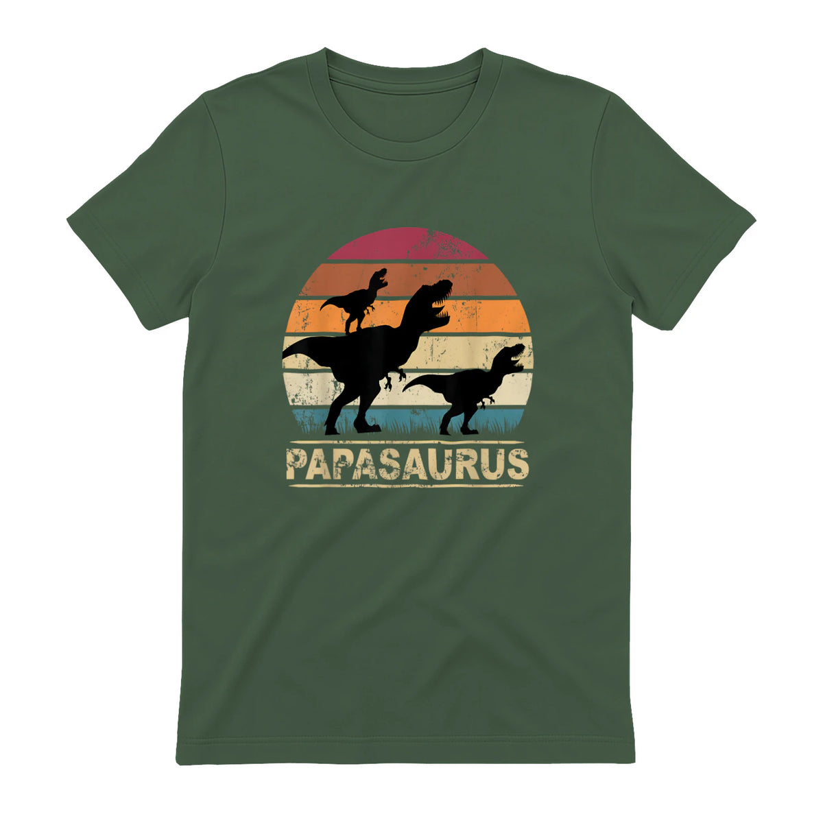 Papasaurus Dinosaurier Papa Tyrannosaurus Dino Doppelpack in Military Green - back view