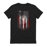 Vintage Baseball American Flag T-Shirt, Classic Fit Black Tee for Dad in Black - back view