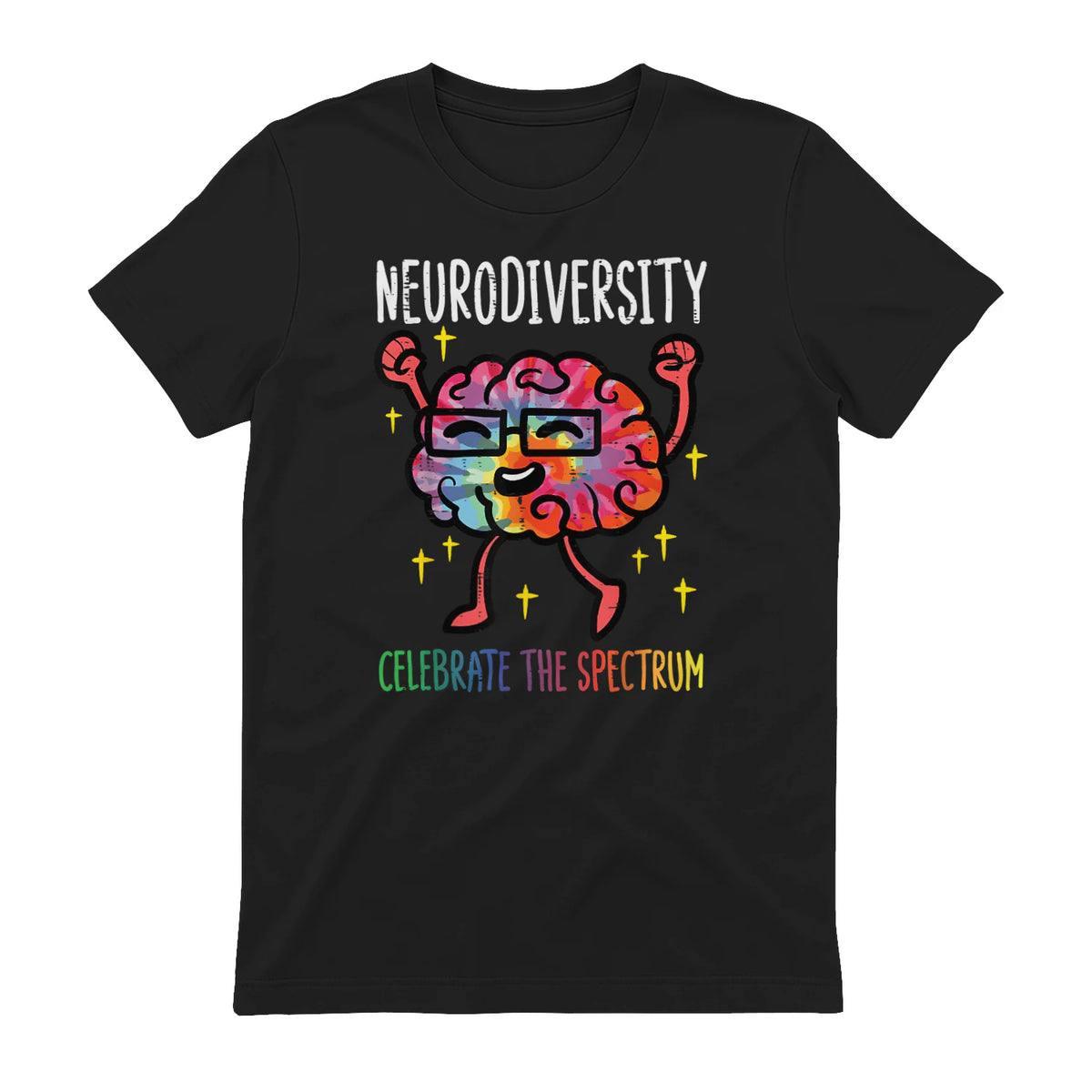 Neurodiversity Brain Autism Awareness ASD ADHD Men Women Kid in Black - back view