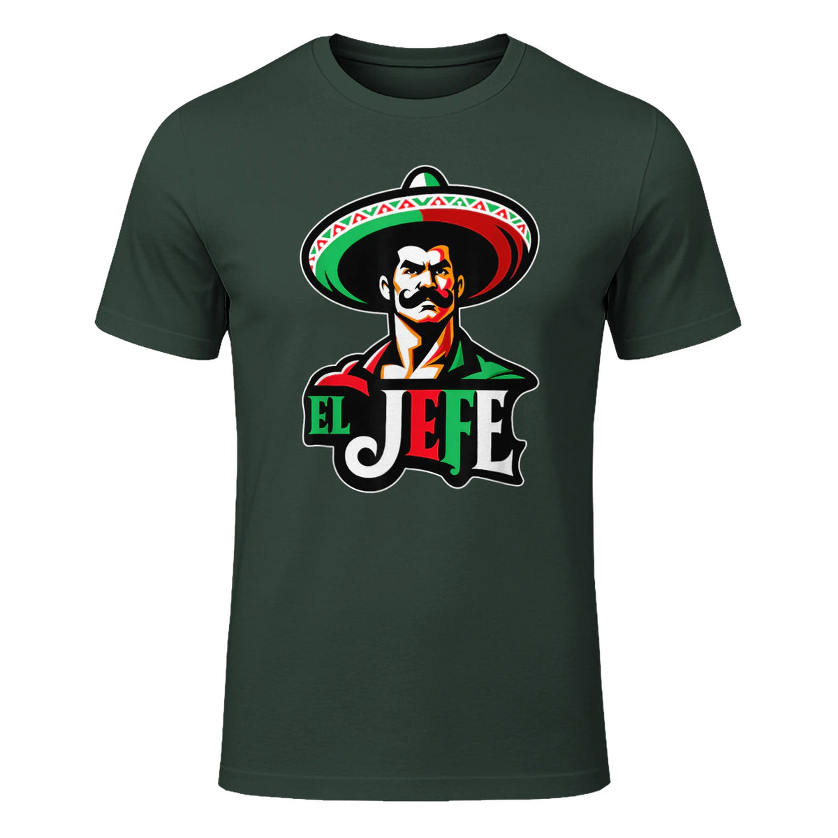 El Jefe Le Patron En Espagnol Drôle Phrase Mexicaine in Forest Green - front view