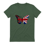 Union Jack Butterfly Butterflies Flag Wings British UK Flag in Military Green - back view