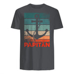 Papitän Papa und Kapitän Lustiges Retro Anker Vatertag in Charcoal - back view