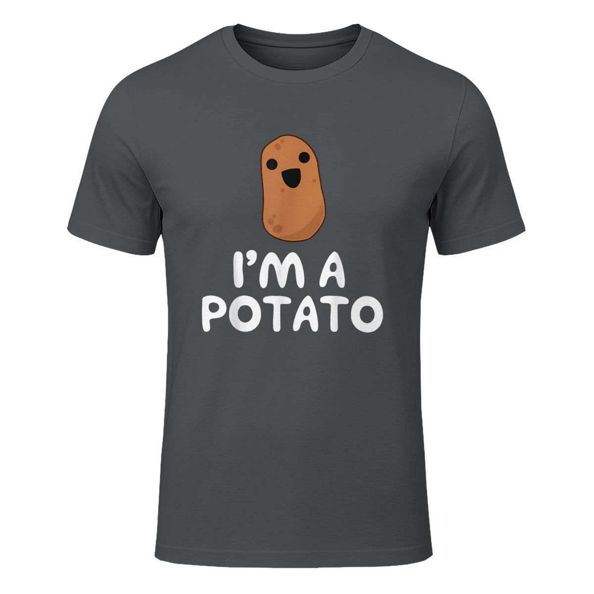 I'm A Potato - Funny Potato Shirt, Vegetable Food Gag Gift in Charcoal - front view