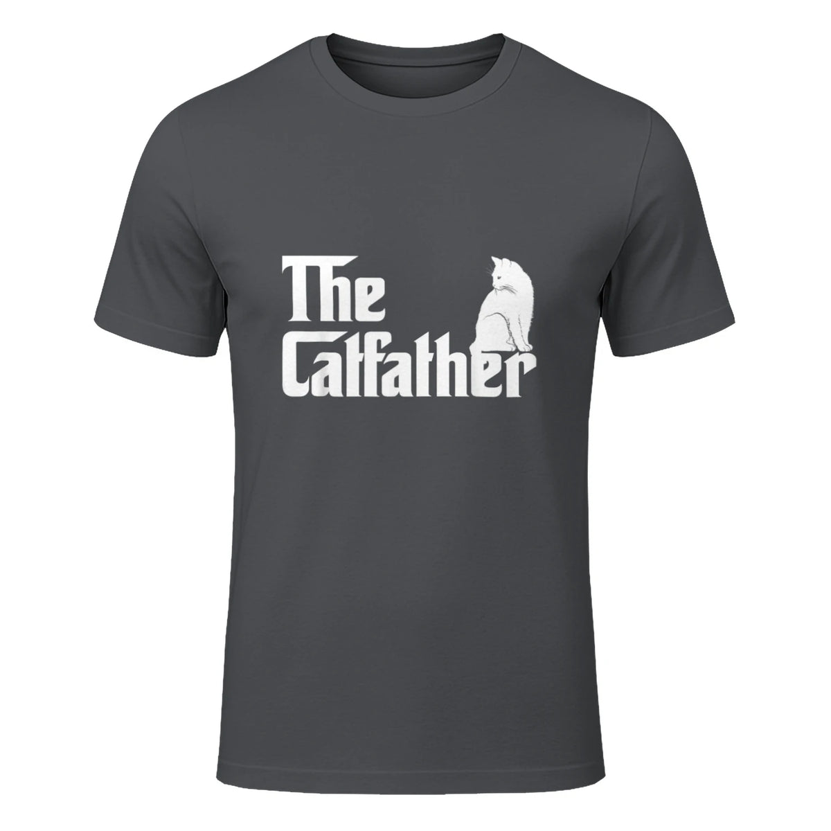 The Catfather Funny Cat Parody Fathers Day Gift Cat Father T-Shirt in Charcoal - front view