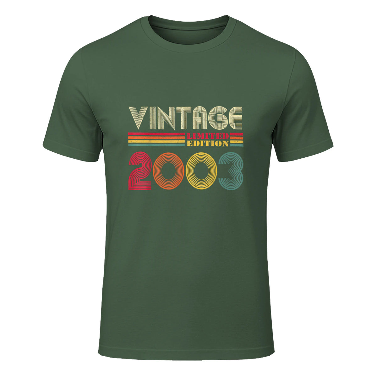 Vintage Twenty-First Birthday Gift T-Shirt in Military Green - front view
